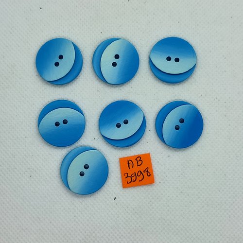 7 boutons en résine bleu - 22mm - ab3998