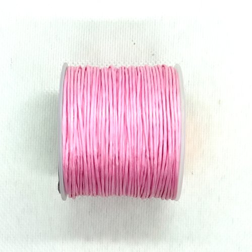 Rouleau de 25m de fil coton ciré rose 1mm - macramé , shamballa ...