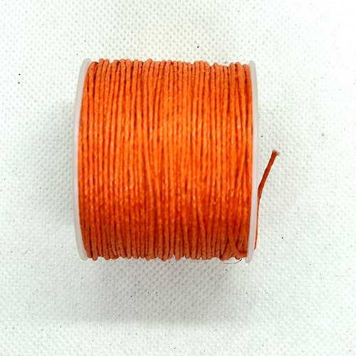 Rouleau de 25m de fil coton ciré orange 1mm - macramé , shamballa ...