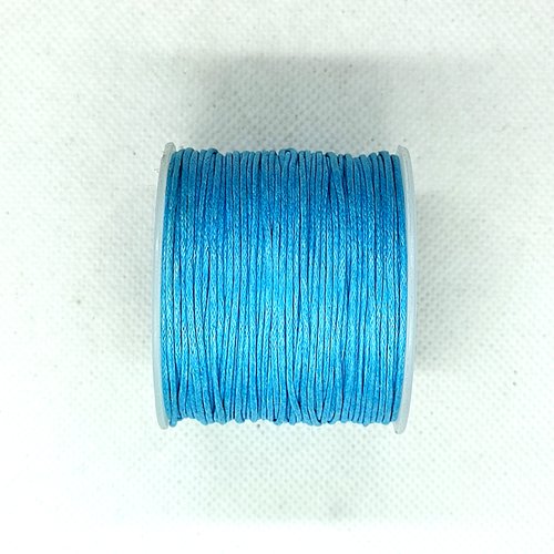 Rouleau de 25m de fil coton ciré bleu clair 1mm - macramé , shamballa ...