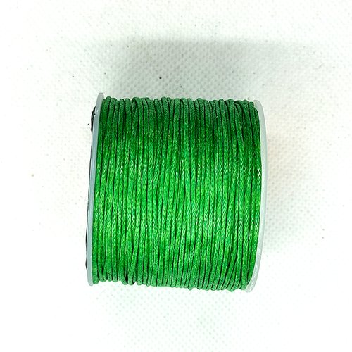 Rouleau de 25m de fil coton ciré vert 1mm - macramé , shamballa ...