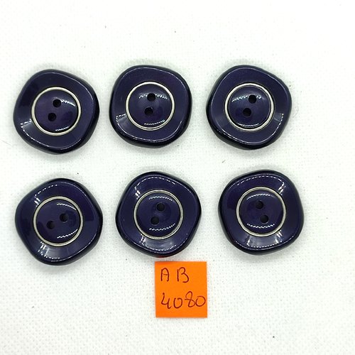 6 boutons en résine violet - 26mm - ab4080