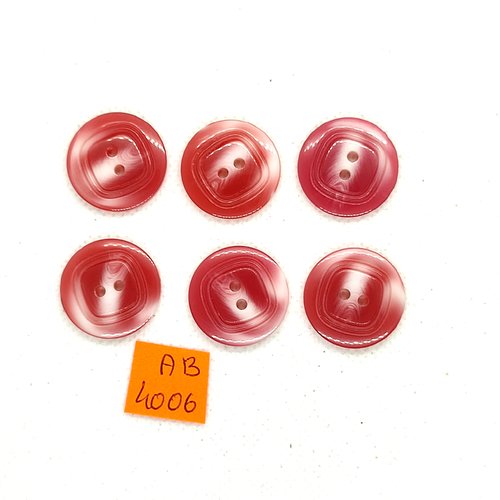 6 boutons en résine rose et blanc - 21mm - ab4006
