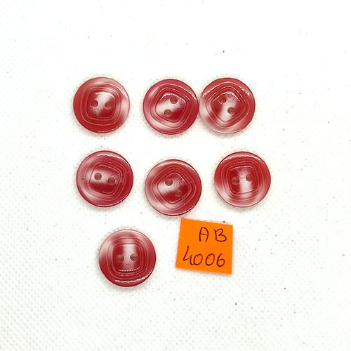 7 boutons en résine rose et blanc - 18mm - ab4006