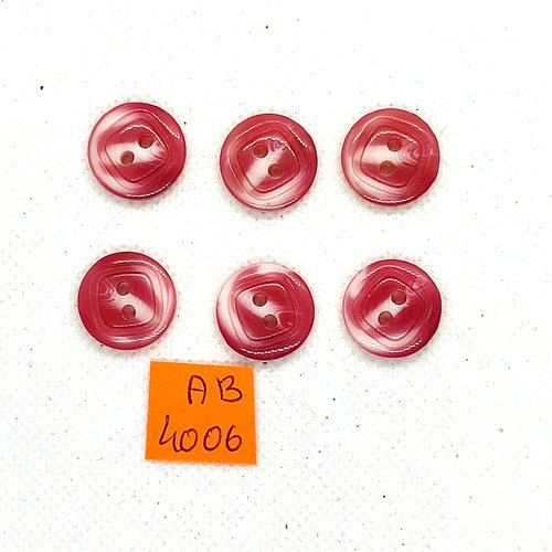 6 boutons en résine rose et blanc - 15mm - ab4006