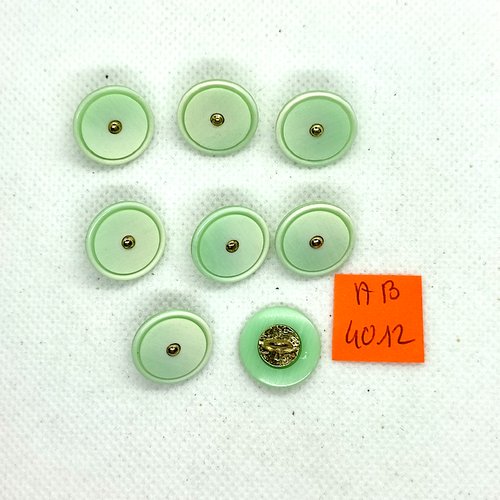 8 boutons en résine vert d'eau - 16mm - ab4012