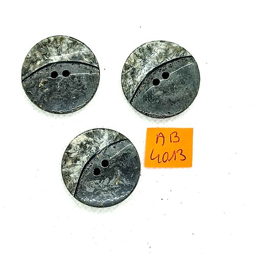 3 boutons en résine gris - 28mm - ab4013