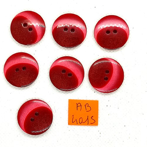 7 boutons en résine rouge/bordeaux - 22mm - ab4015
