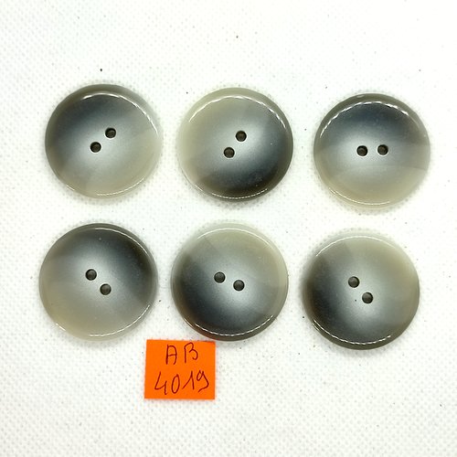 6 boutons en résine gris - 30mm - ab4019