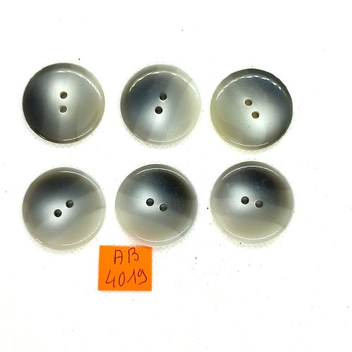 6 boutons en résine gris - 28mm - ab4019