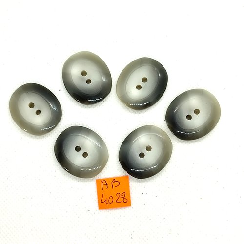 6 boutons en résine gris dégradé - 24x28mm - ab4028