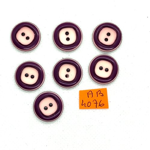 7 boutons en résine violet et rose - 17mm - ab4076