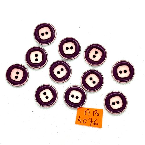 11 boutons en résine violet et rose - 15mm - ab4076