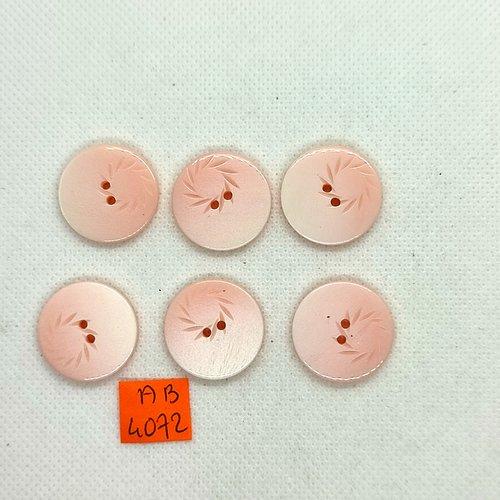 6 boutons en résine rose - 22mm - ab4072