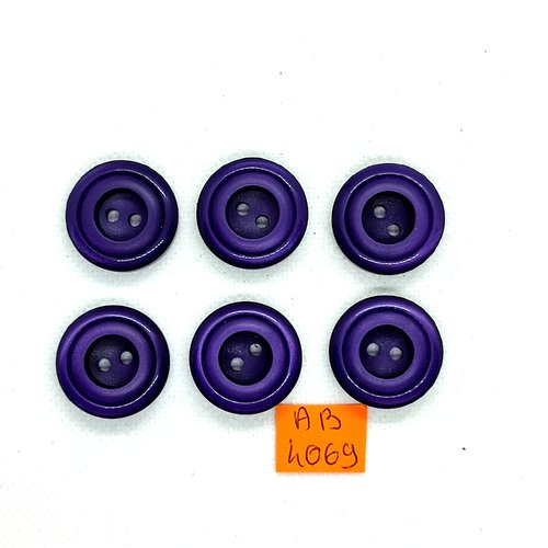 6 boutons en résine violet - 23mm - ab4069