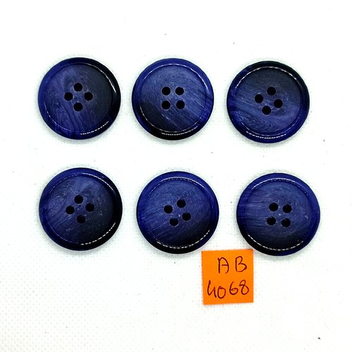 6 boutons en résine bleu/gris - 28mm - ab4068