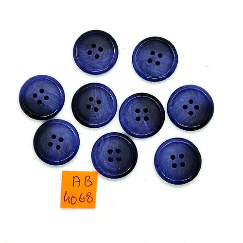 9 boutons en résine bleu/gris - 23mm - ab4068