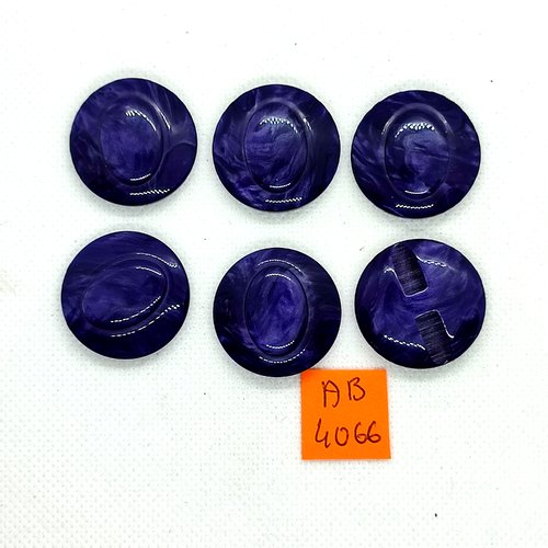 6 boutons en résine violet/bleu - 27mm - ab4066