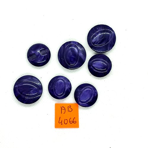 7 boutons en résine violet/bleu - 22mm et 18mm - ab4066