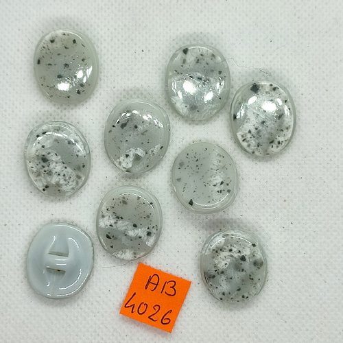 9 boutons en résine gris marbré - 19x21mm - ab4026