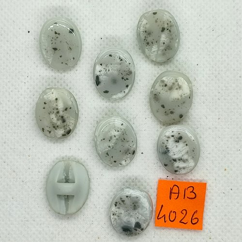 9 boutons en résine gris marbré - 14x17mm - ab4026