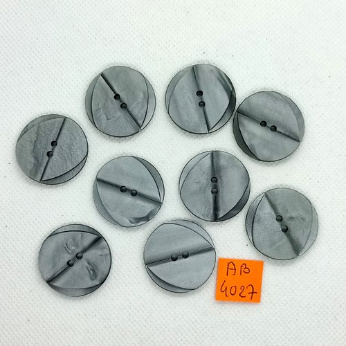 9 boutons en résine gris - 27mm - ab4027