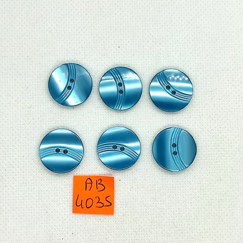 6 boutons en résine bleu - 18mm - ab4035