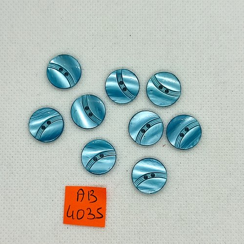 9 boutons en résine bleu - 14mm - ab4035