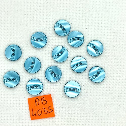 13 boutons en résine bleu - 11mm - ab4035