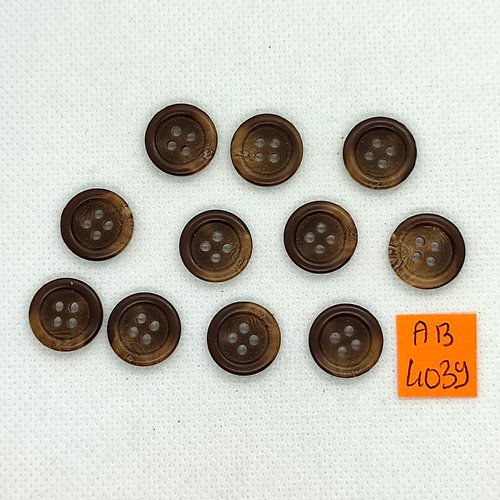 11 boutons en résine marron - 14mm - ab4039