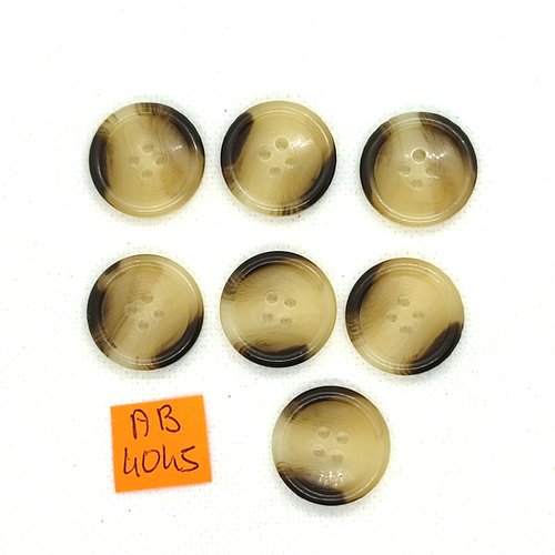 7 boutons en résine marron et beige - 22mm - ab4045