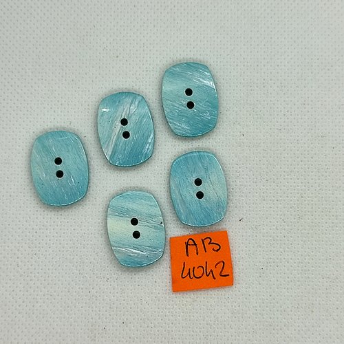 5 boutons en résine bleu - 16x22mm - ab4042