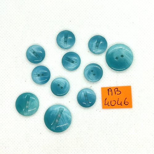 11 boutons en résine bleu - 18mm - 15mm et 13mm - ab4046