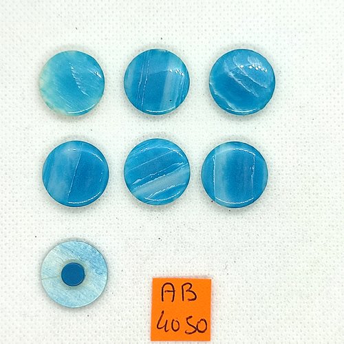 7 boutons en résine bleu - 17mm - ab4050