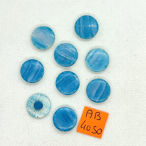 9 boutons en résine bleu - 15mm - ab4050