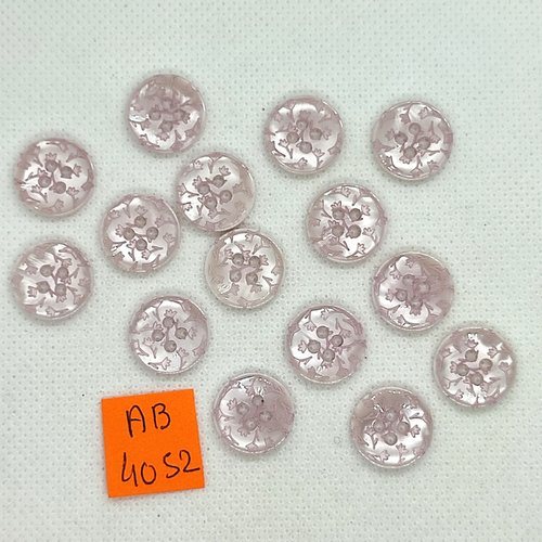 15 boutons en résine mauve/rose - 15mm - ab4052