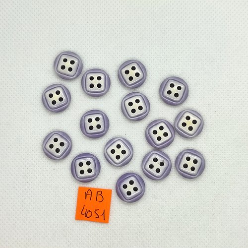 15 boutons en résine mauve - 13mm - ab4051