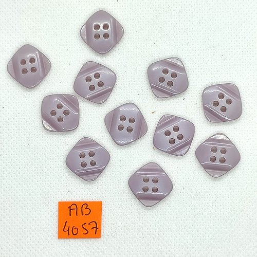 11 boutons en résine mauve clair - 15x15mm - ab4057