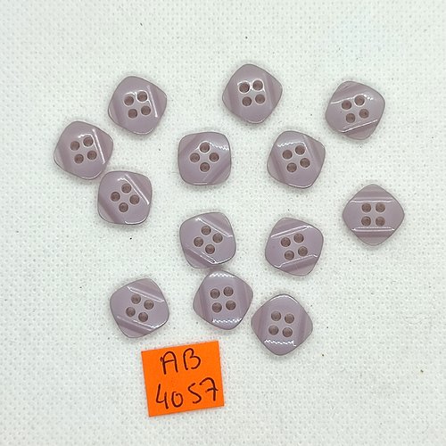 13 boutons en résine mauve clair - 12x12mm - ab4057