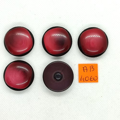 5 boutons en résine marron/violet - 27mm - ab4060