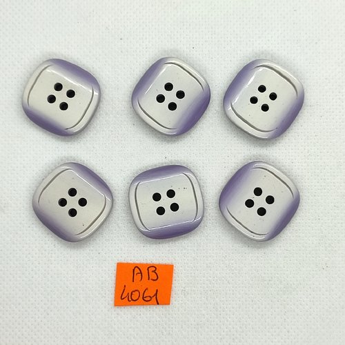 6 boutons en résine mauve clair - 23x23mm - ab4061