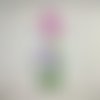 Coupon tissu - fleur fuchsia mauve - coton épais - 15x20cm