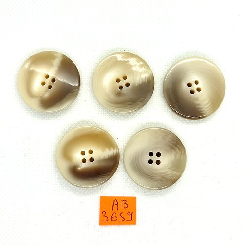 5 boutons en résine beige - 30mm - ab3659