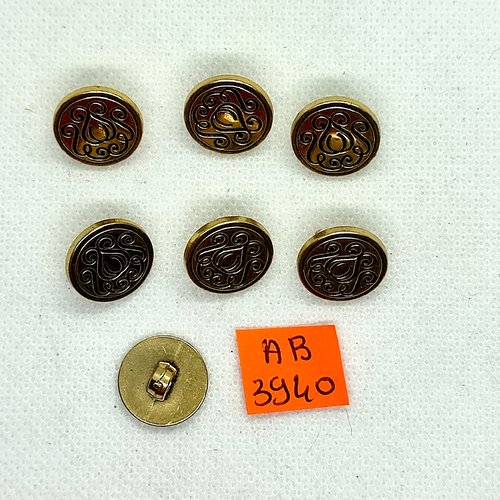 7 boutons en résine doré  - 15mm - ab3940