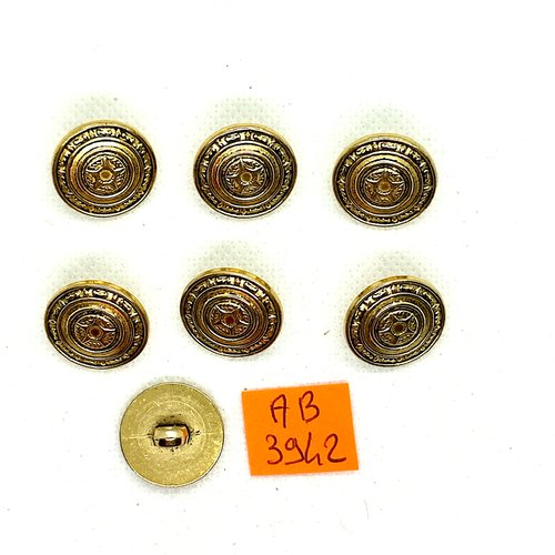 7 boutons en résine doré - 18mm - ab3942