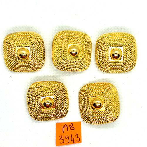 5 boutons en métal doré - 28x28mm - ab3943