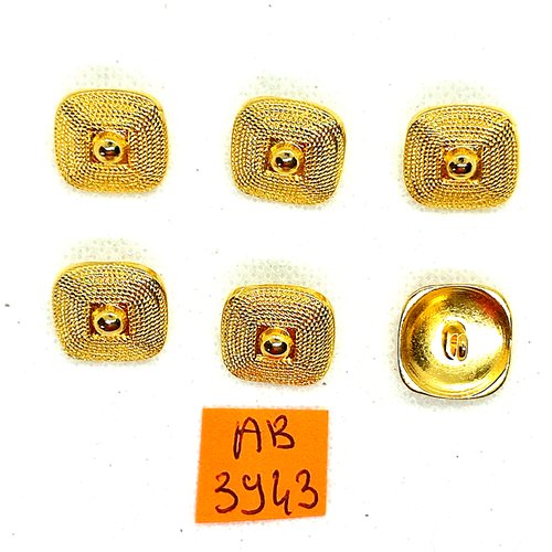 6 boutons en métal doré - 16x16mm - ab3943