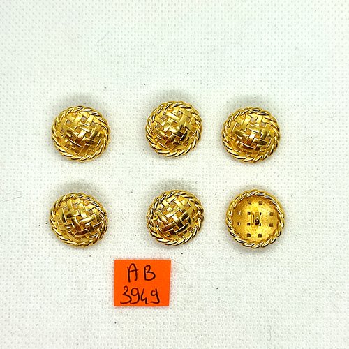 6 boutons en métal doré - 17mm - ab3949
