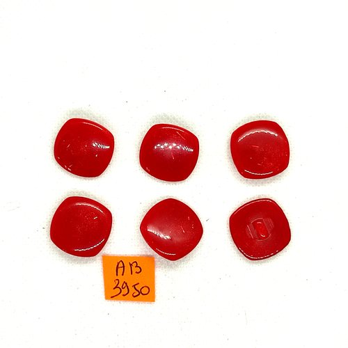 6 boutons en résine rouge - 19mm - ab3950
