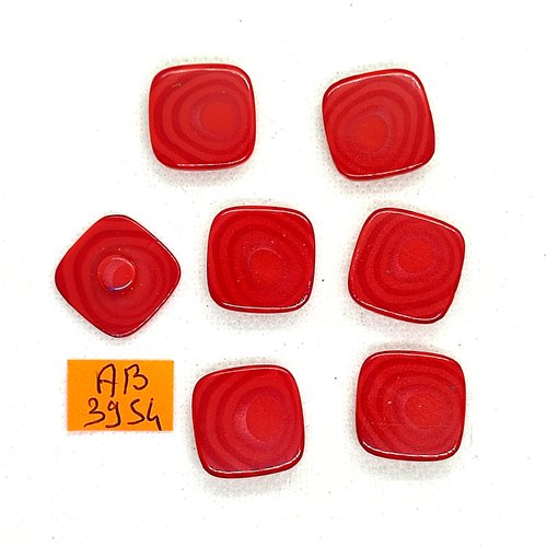 7 boutons en résine rouge - 19x19mm - ab3954